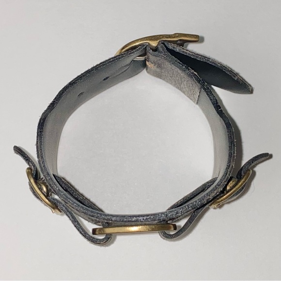 VTG Christian Dior Brown Leather Bronze Saddle D Charm Belt Buckle Logo Bracelet - Picture 14 of 15